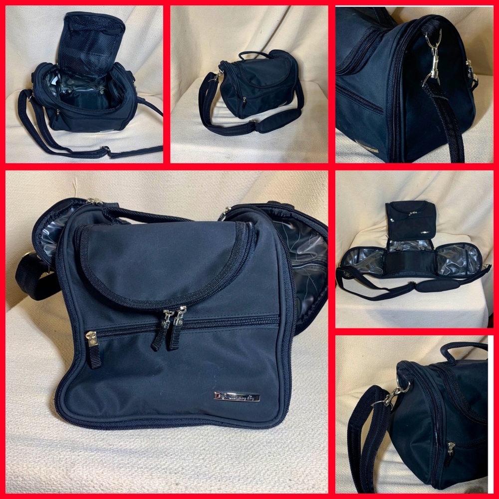 black travel bag for make up or toiletries